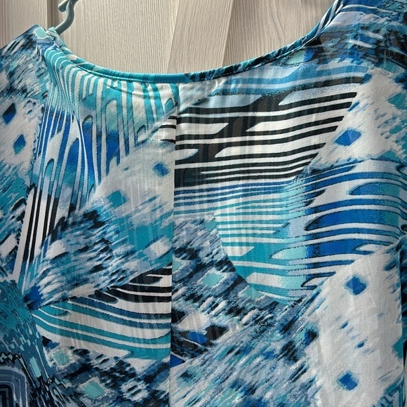 Kim Rogers NWT Blue Multi Relaxed Summer Blouse Size 2X - Picture 5 of 6